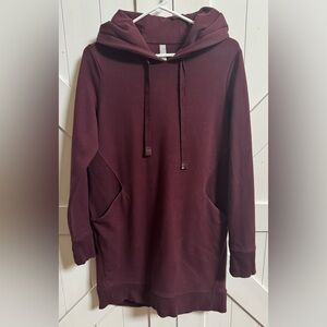 Athleta Triumph Hoodie Sweatshirt Dress burgundy size medium
